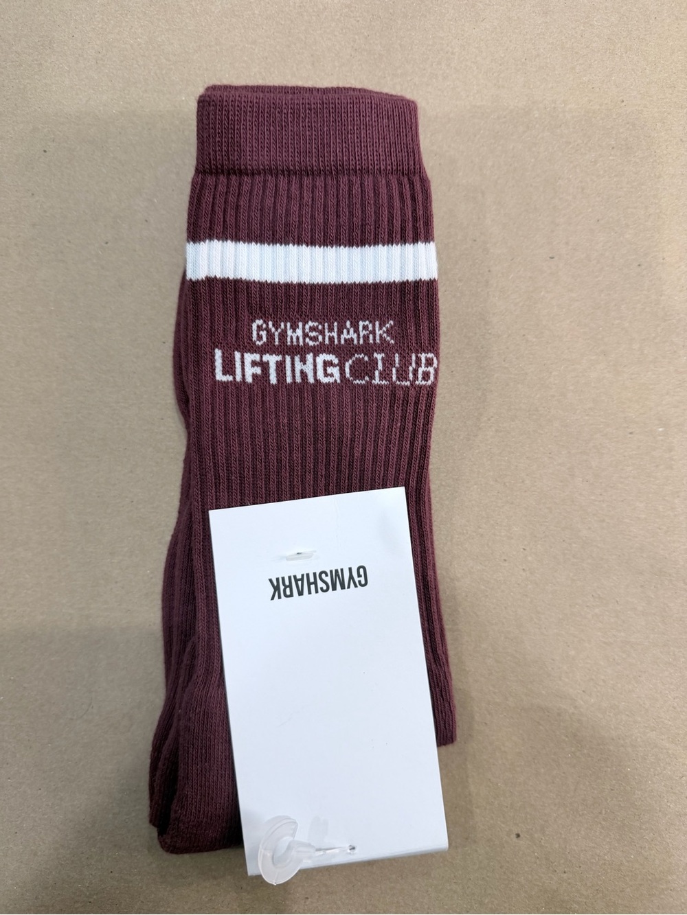 Gymshark Lifting Club Crew Socks – Size L Maroon/White NWT